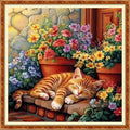 Funchey Counted Cross Stitch Kits for Adults Needlepoint Kits Unprinted Cross Stitching Embroidery Kit 11CT Cross Stitch Supplies- Flower Cat 18x18 inch - color: Artcolor11