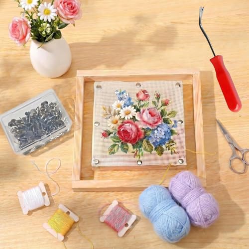 16 Pcs 4 Sets Stretcher Bars for Needlework Canvas Stretcher Bars 10 Different Size Combinations Embroidery Stretcher Bars for Cross Stitch Frame Set with Thumbtack and Remover Tool(Small Size) - size: samll