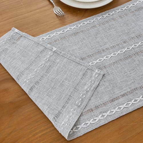 Rustic Linen Table Runner, Grey Table Runners 36 inches Long - color: Light Grey, size: 13×36 Inch