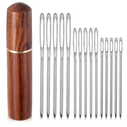 15 Pcs Large-Eye BluntTip Needles and 1 Pcs Wooden Box Stainless Steel Yarn Needle 3 Sizes Needlepoint Needles Tapestry Needle for Crochet Darning Embroidery Projects