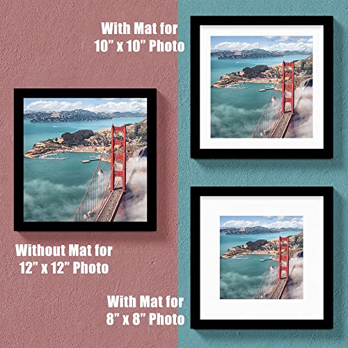 12x12 Wood Picture Frames for Wall Hanging or Tabletop,Diamond Painting Frame Baby Scan Picture Frames with 2 Mats Display 8x8 or 10x10 for Family Walls Decoration,Anniversary,Wedding,Christmas(Black) - color: Black, size: 12x12 inch