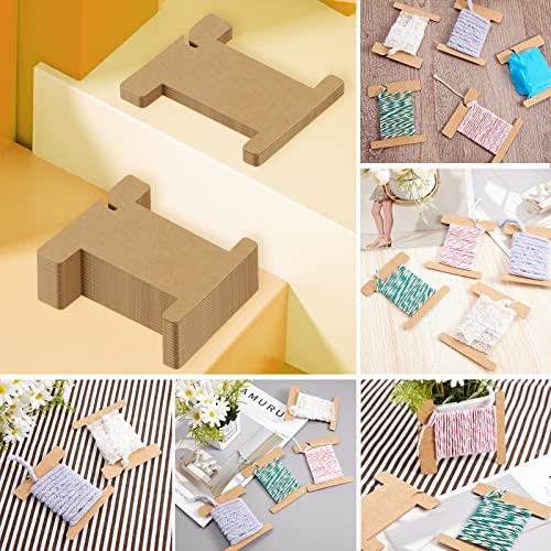 Gueevin 200 Pcs Ribbon Spool Organizer Cardboard Thread Holder Cards