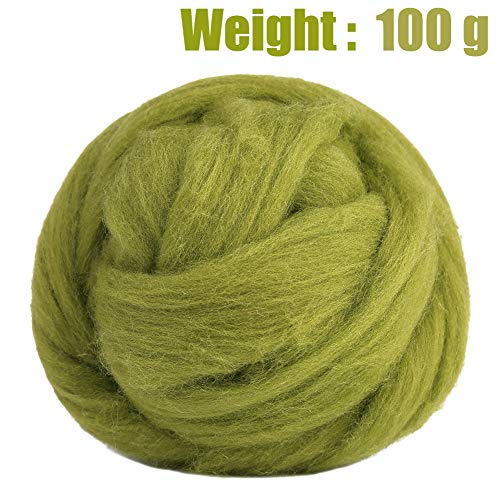 3.53oz Needle Felting Wool Roving Wool for Felting Wool Felting Supplies - color: grass green