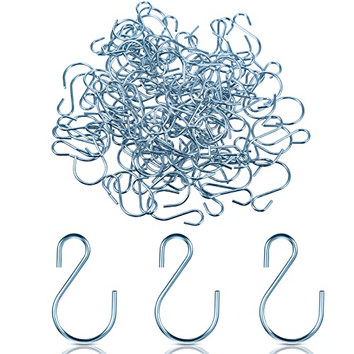 Sratte 120 Pcs Mini S Hook for Hanging 1 Inch Metal, Silver Blue - color: Silver Blue