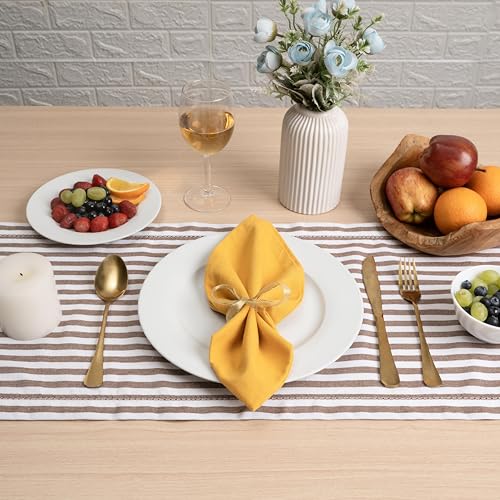 Blue Needles Solid Cloth Napkins 100% Cotton Set of 12-18 x 18 Inches - color: Golden Yellow, size: 18" x 18" (Set of 12)