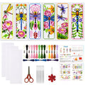 ORIGACH 6 Set Dragonfly & Flower Cross Stitch Bookmark Kit for Beginner - style: Dragonfly & Flower
