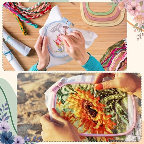 Tigeen 5 Pcs Embroidery Hoops, 5 Sizes ABS Plastic for Sewing, Rectangle - style: Rectangle