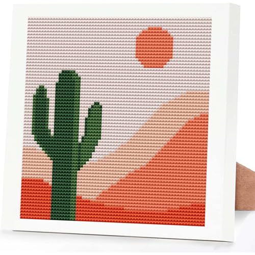 niurenmaoyi Cactus 11CT Cross Stitch Kits for Beginner with Framed,7x7in - color: Cross Stitch Kits0518-03