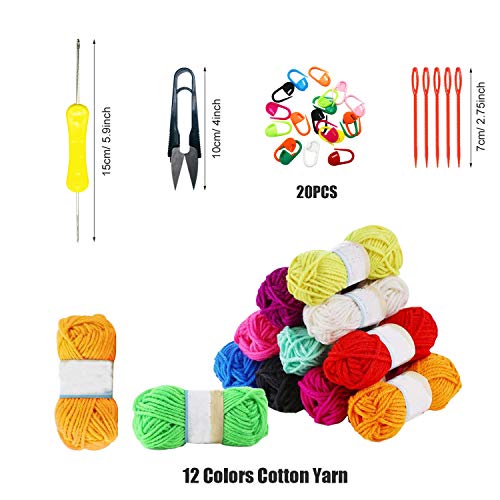 Allazone 57 PCS Mesh Plastic Canvas Sheets Kit Including 24 PCS Plastic Canvas, 12 Color Acrylic Yarn for DIY Crafts Embroidery Cross Stitch, Acrylic Yarn Crafting, Knit and Crochet Projects - color: 57 PCS - Yarn Grid 1
