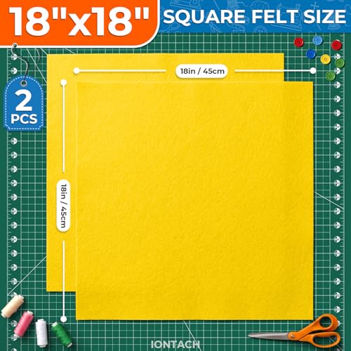 IONTACH 18" X 18" Soft Felt Sheets 1.6mm Thick (2 Packs, Gold Yellow) - color: Gold Yellow