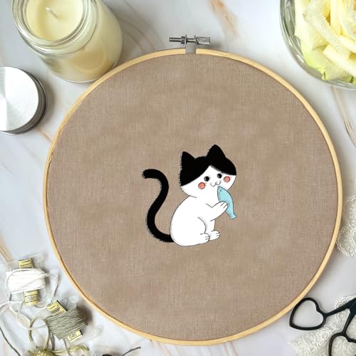ORIGACH 4 Sheets Water Soluble Embroidery Patterns Stabilizers - Pre-Printed Funny Cat, Lion, Pig & Duck Designs - Stick & Stitch Embroidery Paper for Hand Sewing Lovers - color: Funny Animals