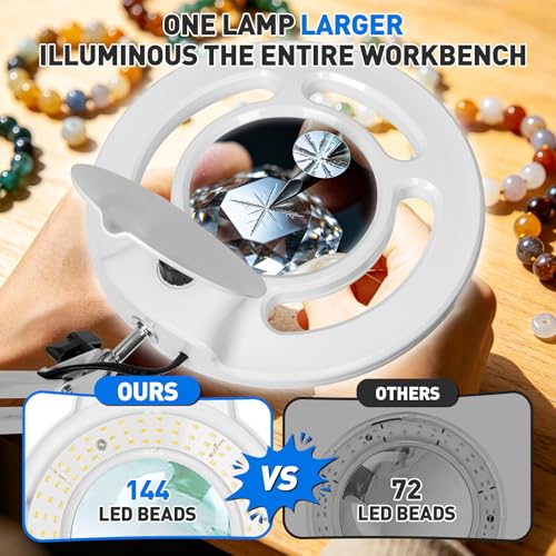 KIRKAS Magnifying Glass with Light, 2,200 Lumens Magnifying Lamp 12X 30X - color: White 28in Magni-attach