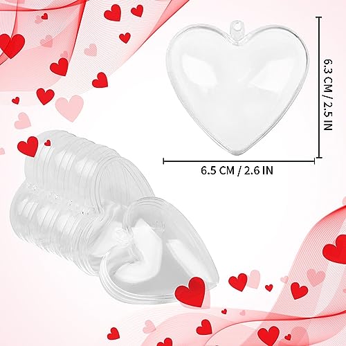 Jishi Clear Plastic Heart Ornaments 10-Pack Christmas Ornament Fillable Balls for DIY Crafts, Christmas Tree Decorations, Wedding Party, Xmas Holiday Home Decor, Open Decorative Hanging Ornaments 65mm - style: 65mm Hearts