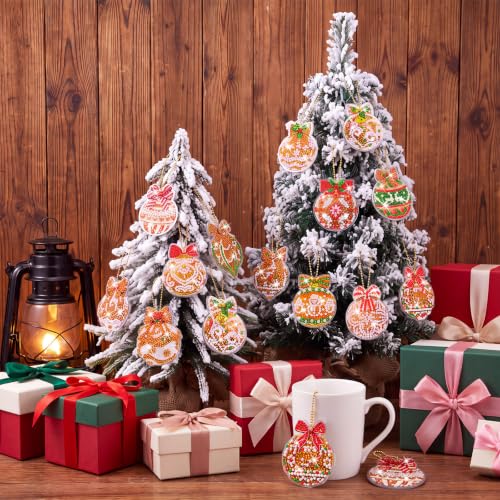 Tondiamo 20 Pcs Christmas Gingerbread Diamond Painting Keychains Kit - style: Gingerbread Lampball