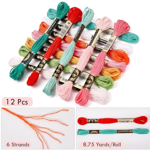 12 Skeins 105 Yards Orange Embroidery Floss Thread for Bracelet - color: Macaron