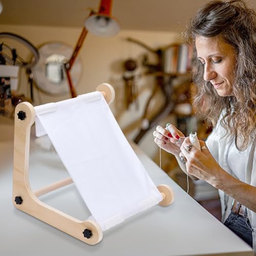 WEBEEDY Adjustable Embroidery Table Stand Cross Stitch Holder with Tools, Wooden Embroidery Frame for Table Top Cross Stitch Tapestry Needlepoint Supplies, 2 Sizes Rod ( 11.8" and 15.7")