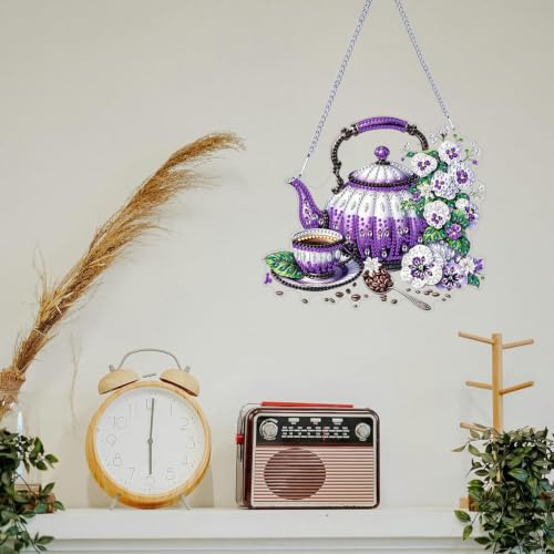 ARPADAMO teapot Diamond Art Kits for Adults, Acrylic Hanging Suncatcher - color: DP05096