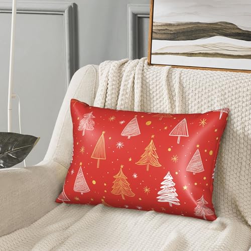 Satin Pillowcase for Hair and Skin White and Gold Xmas Tree Super Soft and Cooling Similar to Silk Pillow Case 1 Pack with Hidden Zipper Silky Soft Zippered Satin Pillowcase20 x30 - color: White and Gold Xmas Tree
