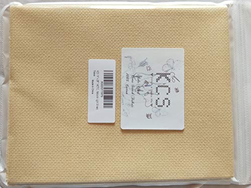 12" x 18" by 3 Pack 14CT Counted Cotton Aida Cloth Cross Stitch Fabric (Natural Antique White+Ecru+Light Straw) - color: Natural Antique White+ecru+light Straw