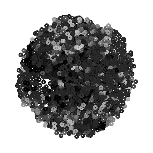 Mandala Crafts 6mm Flat Round Black Sequins for Sewing Embroidery - color: Black, size: 6mm Flat Sequins