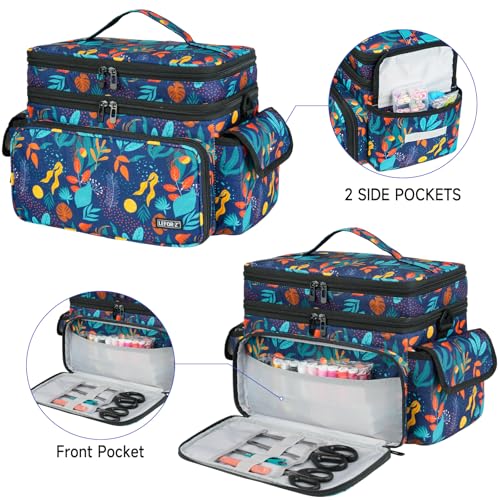 LEFOR·Z Large Sewing Supplies Organizer Bag(13 x 8 x 9 in),Sewing Basket - color: Print Color