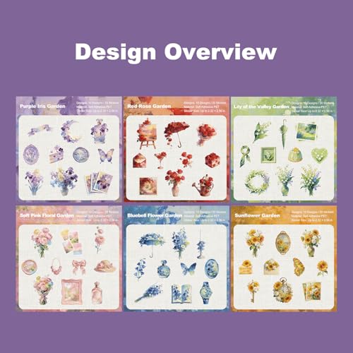 120 Pcs Vintage Floral Stickers for Scrapbooking and Journaling - color: Floral Dream