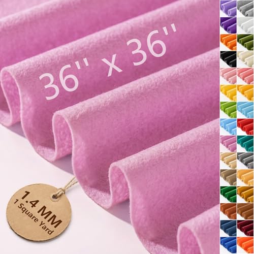 Lilac Soft Felt Sheet 36'' X 36'', 1.4mm Large Felt Fabric Sheet for Crafts - color: Lilac