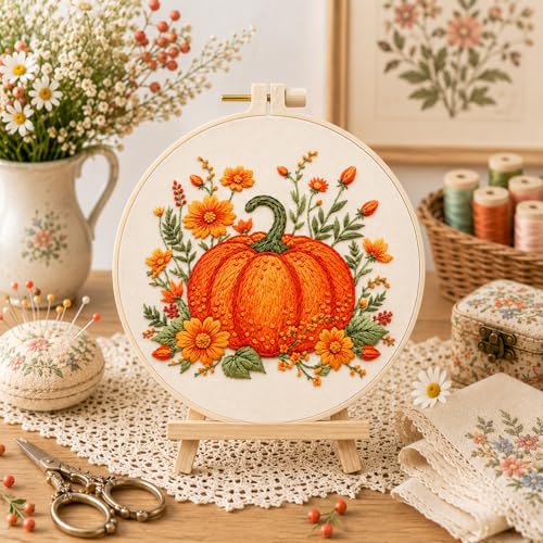 ARTopet 2Pcs Embroidery Kit for Adults Beginners Flower DIY Craft Starter Set Cotton Needlepoint Set with 7.87In Hoop Threads Tools Perfect Gifts for Hobbyists to Create Wall Art-03 - color: 2Pcs-03