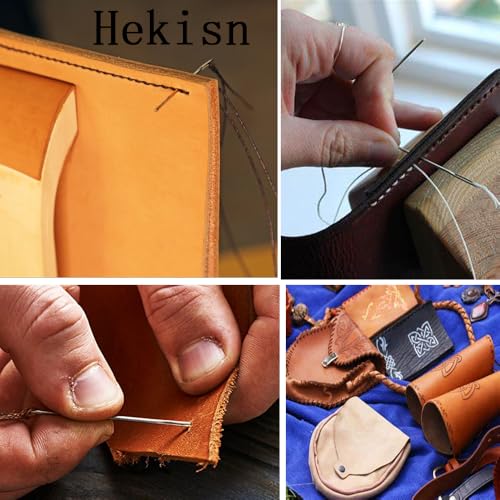 Hekisn Professional Large-Eye Triangle Leather Needles with Threaders for Hand Sewing Repair Stitching Projects (1.6 * 58/1.25 * 52/1.02 * 48/0.95 * 46mm) - size: 1.6*58/1.25*52/1.02*48/0.95*46mm