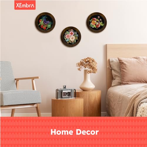 XEmbro 8 Inch Wood Embroidery Hoop Frame for Hanging Sewing Ornaments - style: Round