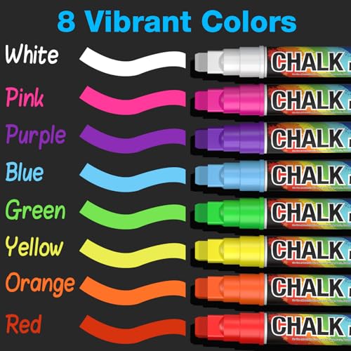 KERIFI Window Markers for Cars Washable, 10mm Jumbo Liquid Chalk Pens for Art Wedding Signs, Just Married Car Decorations, Back to School Graduation Celebration, Glass Mirror Bistro Blackboard Poster - color: 10mm - 8 Colors