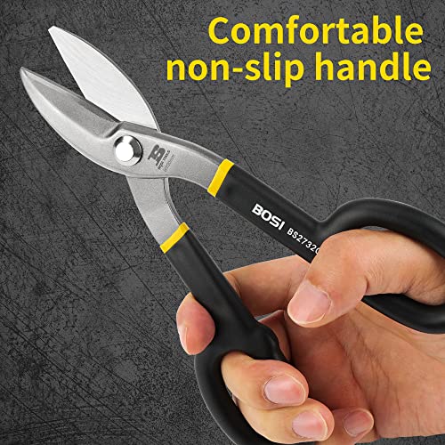 8" Straight Pattern Tin Snips Metal Cutters, High Strength Forged - size: 8 Inch