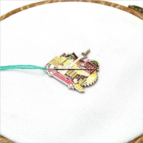 Awesome Pattern Studio Needle Minder Set - Las Vegas Magnetic Needle Minder + 2 Needle Threaders. Enamel Pin for Cross Stitch, Embroidery and Craft - size: Las Vegas Set #1