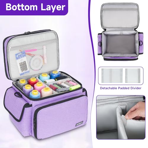 LEFOR·Z Sewing Supplies Organizer Storage Bag(10.5 x 8 x 9inch),Sewing Box - color: Purple