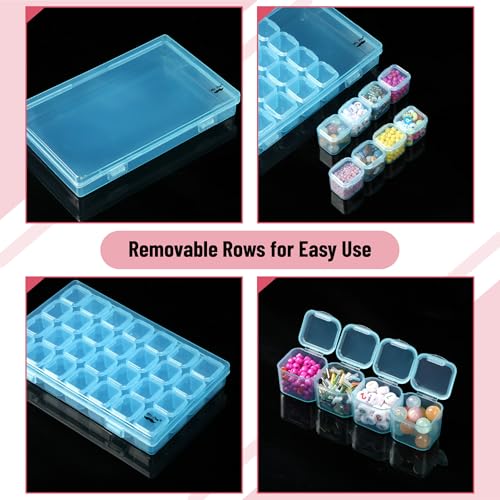 Mr. Pen- Bead Storage Containers, 28 Grids, 2 Pack, Transparent Blue - color: Transparent Blue, size: 2 Pack-56 Pcs(6.8"x4.4"x1")