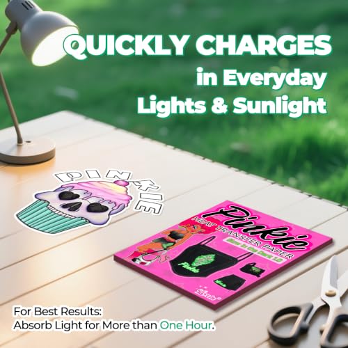 Lovein Pinkie Glow in the Dark Heat Transfer Paper, 10 Sheets, 8.5x11" - color: Glow, size: 10 Sheets