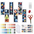 FREEBLOSS 6 Set Cross Stitch Bookmark Kit Planets Pattern Stamped Cross Stitch Kit 11CT Embroidery Kits with Instructions for Beginners Adult 20x6cm/8x2.4inch - style: Universal UFO