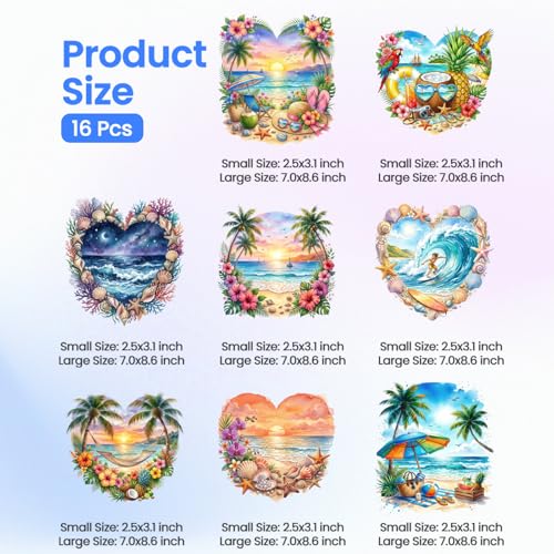 ANATTASOUL Heart-Shaped Silhouette 16PCS Heat Transfers Ready to Press - style: Heart-shaped Silhouette