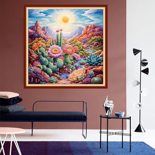 DMCVIVR Stamped Cross Stitch Kits for Beginners Adults Needlepoint Kits for Beginners Embroidery Kits for Adults Crossstitch Kit for Beginners 11CT-Succulent Plants and Flowers 18x18 inchs - color: ColorNice10
