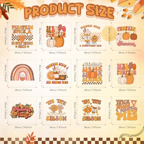 Fainne 12 Sheets Iron on Transfers, Fall Flower Decals - style: Fall