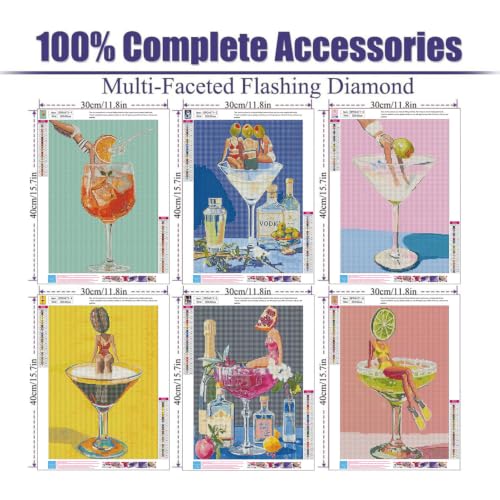 EIBEILI Diamond Art Kits for Adults-6P Wine Cocktail Diamond Painting Kits - color: DP04471