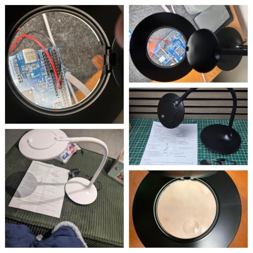 3X+6X Magnifying Glass with Light and Stand, Dimmable LED Magnifying Lamp - color: White