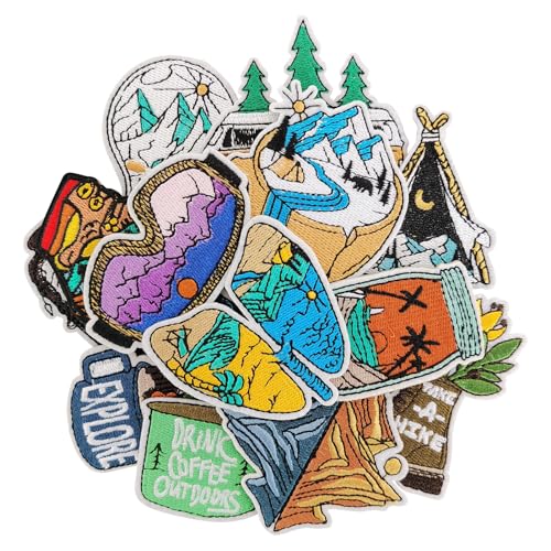 16Pcs Camping Patches, Embroidered Patch, Jacket Patches Iron on - color: AZXK-02