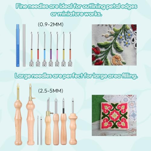 37Pcs Punch Needle Kit, Punch Needle Tools Set with Storage Case(White) - color: White