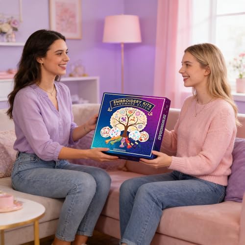 Huacan Embroidery Kit for Adults Beginners with 3 Hoops & Gift Box - color: Bees