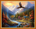 Dooxvey Cross Stitch Kits for Adults Beginners,Full Range of Cross-Stitch Stamped Kits Needlepoint Kits for Beginners Embroidery Kits 11CT Cross Stitch Patterns-Eagle Scenery 16x20 inch - color: Artpattern13