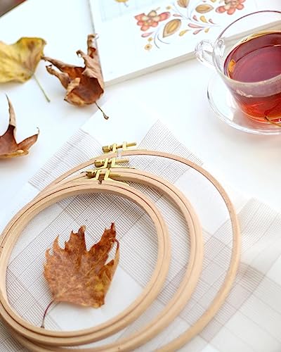 Nurge Premium Quality Beech Wood Embroidery Hoop, Cross Stitch Hoop with Gold Plated Adjustable Brass Screw for DIY Projects Ideal for Crafters,Beginners & Professionals - 5.12" Diameter & 0.31" Thick - size: 5.12" / 130mm Dia