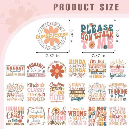 Dazoratix Funny Sarcastic Iron on Transfers - 20 Sheets Boho Sarcasm Ready to Press Black Humor Heat Transfer Clothing Patches Appliques Decals T-Shirts Women DIY Crafts Clothes Pillow Bag Decorations - style: Funny Sarcastic