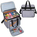 Teamoy Crochet Bag Knitting Bag Yarn Storage Tote, Yarn Organizer, Gray Dot - color: Gray Dots