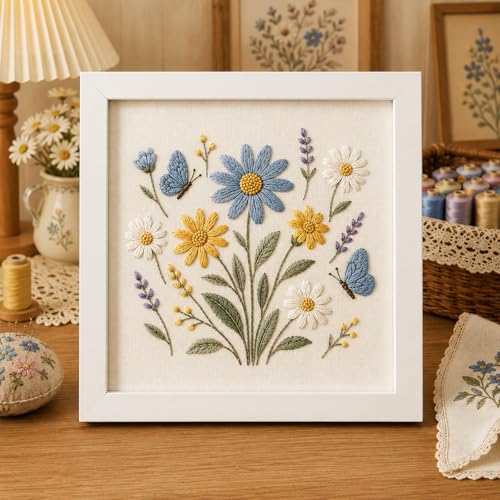 ARTopet Embroidery Kit for Adults Beginners Flower DIY Craft Starter Set Cotton Needlepoint Set with 7.87In Hoop Threads Tools Perfect Gifts for Hobbyists to Create Wall Art-Flowers05 - color: Flowers05